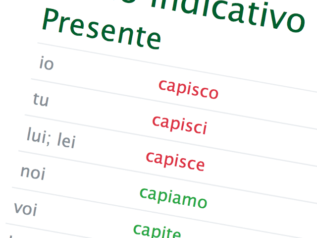 Conjugación de verbos italianos